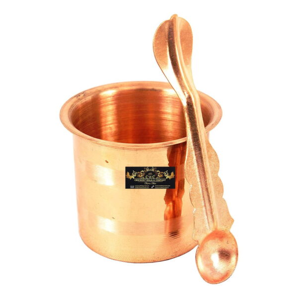 Copper Panch Patra Glass with Spoon