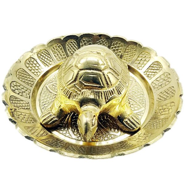 Pure Brass Vastu Fengshui Tortoise With Plate For Good Luck